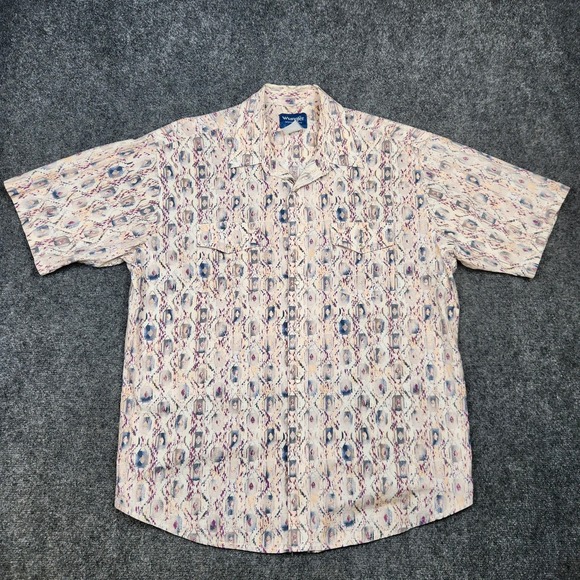 Vintage Wrangler Shirt Mens Large Southwestern Aztec Pearl Snap Western 90s - Picture 1 of 7